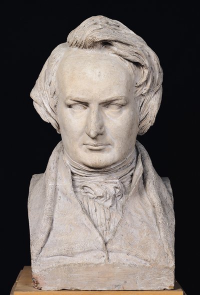Buste af Victor Hugo (1802-85) i en alder af 35, 1837 (gips) af Pierre Jean David d