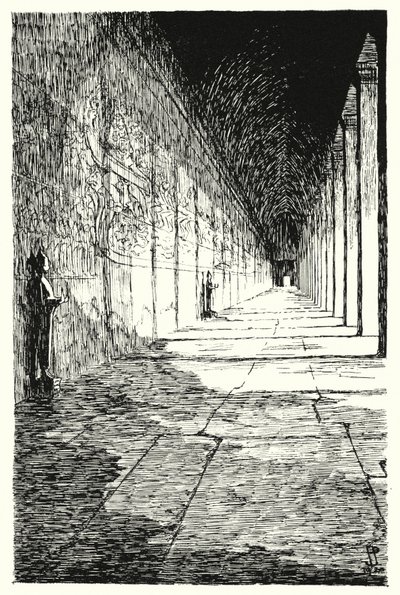 Galleri af den første etage, Angkor Vat (gravering) af Pierre Jeannerat de Beerski