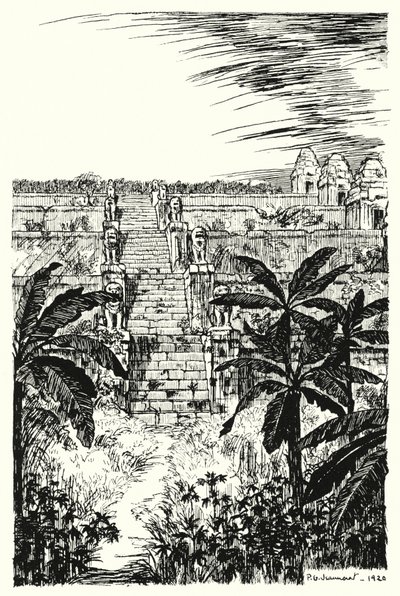 Hovedtrappe, Phnom Bakeng (gravering) af Pierre Jeannerat de Beerski