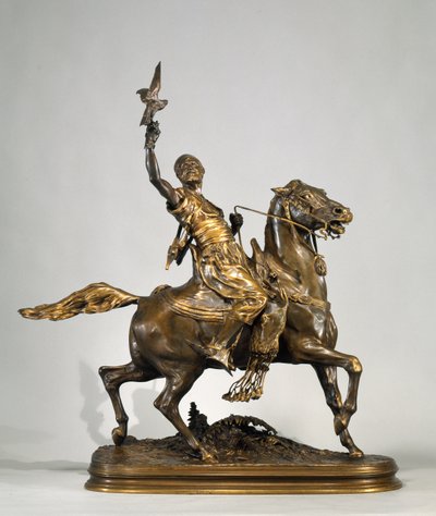 Arabisk falkoner til hest, ca. 1880 (bronze) af Pierre Jules Mene