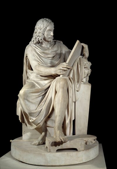 Den franske maler Nicolas Poussin (1594-1660) Marmorskulptur af Pierre Julien (1731-1804) 1804 Søn. 1,64x1,01 m Paris, Musée du Louvre af Pierre Julien