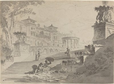 Fantasy på Villa Medici med springvand af Pierre Lelu