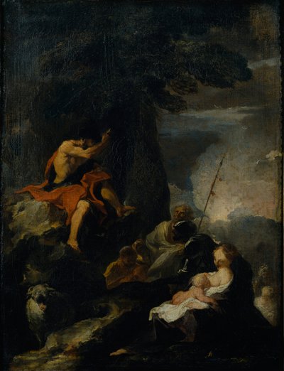 Johannes Døberen prædiker i ørkenen (olie på lærred) af Pierre Louis Cretey or Cretet