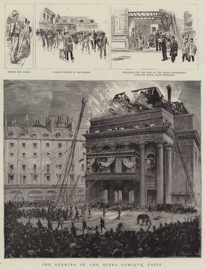 Afbrændingen af Opera Comique, Paris af Pierre Mejanel