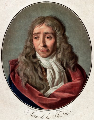 Portræt af Jean de La Fontaine (Lafontaine) (1621-1695), fransk digter, gravering af Pierre Michel Alix (1762-1817) af Ambroise Louis Garnerey (1783-1857) af Pierre Michel Alix