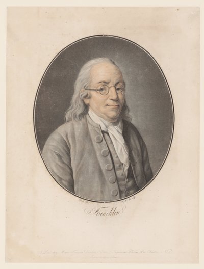 Portræt af Benjamin Franklin Franklin (titel på objekt) Collection of Great Men (serietitel) af Pierre Michel Alix