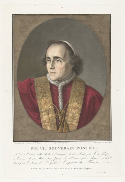 Portræt af Paus Pius VII Pius VII. suveræn pave (titel på objekt) af Pierre Michel Alix