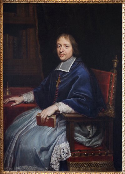 Portræt af Jacques Benigne (Jacques-Benigne) Bossuet (1627-1704), under hans første udnævnelse som eveque for Condom (Gers), i hans bibliotek. Maleri af Pierre Mignard (1612-1695), olie på lærred af Pierre Mignard