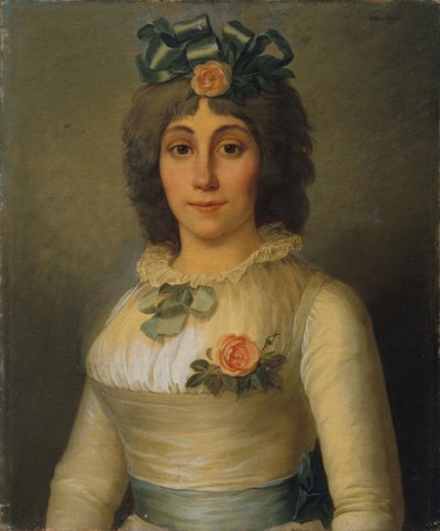 Portræt af Anne-Josèphe Théroigne de Méricourt 1762-1817, 1793. af Pierre Nicolas Selles