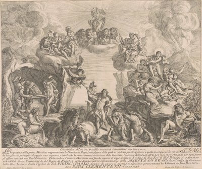 Prima Macchina for Chinea fra 1738: Allegory of Regal Providence af Pierre Parrocel