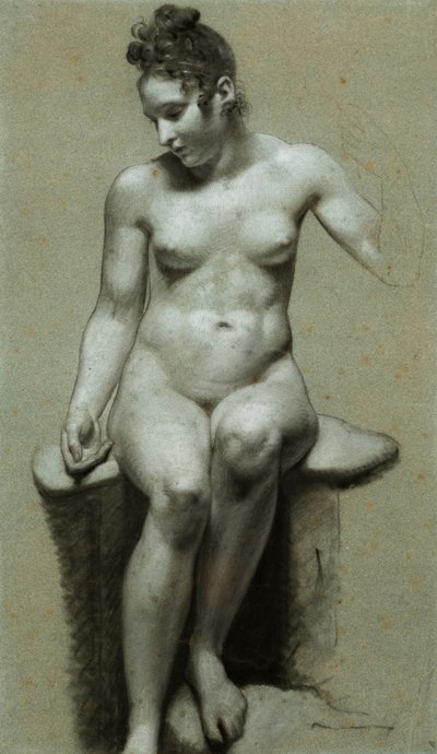 En siddende nøgen kvinde, af Pierre Paul Prudhon