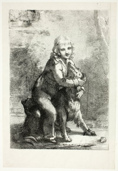 Barn med hund af Pierre Paul Prud