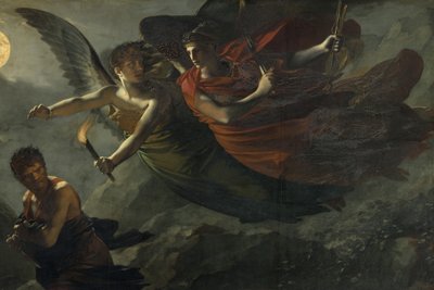 Detalje: Retfærdighed og guddommelig hævn, der forfølger kriminalitet af Pierre Paul Prudhon