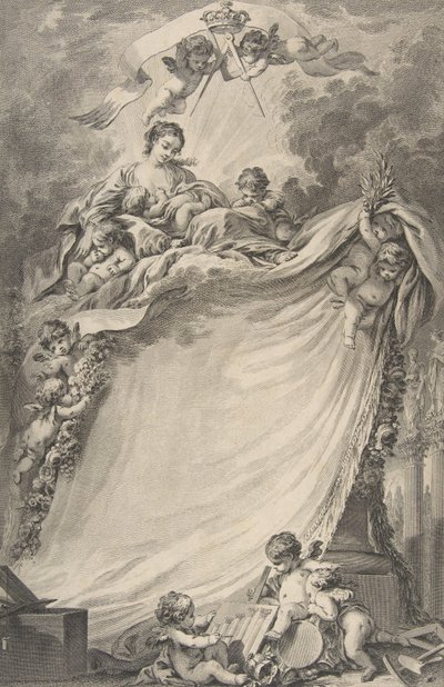 Diplom af frimurerne i Bordeaux, efter François Boucher, 1766. af Pierre Philippe Choffard