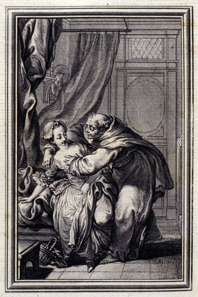 Hvordan ånden kommer til piger. i "Tales et nouvelles en verse" af Jean La Fontaine. 1776. Illustration af P.P. Choffard. af Pierre Philippe Choffard