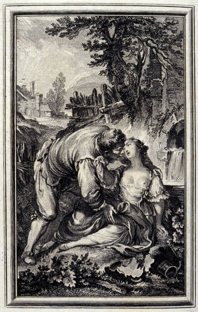 La Cruche - i ""Fortællinger og noveller på vers"" af Jean La Fontaine. 1776. Illustration af P.P. Choffard. af Pierre Philippe Choffard