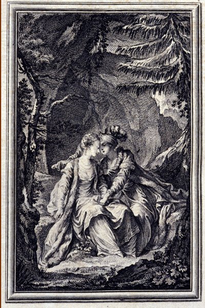 Forloveden til kongen af ​​Garbe - i "" Fortællinger og noveller på vers"" af Jean La Fontaine. 1776. Illustration af P.P. Choffard. af Pierre Philippe Choffard