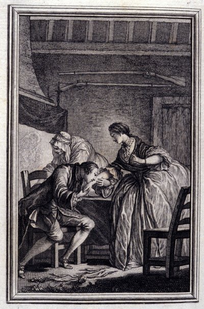 Falken - i ""Fortællinger og noveller på vers"" af Jean La Fontaine. 1776. Illustration af P.P. Choffard. af Pierre Philippe Choffard