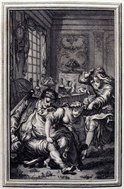 Le bat - i "Fortællinger og noveller på vers" af Jean La Fontaine. 1776. Illustration af P.P. Choffard. af Pierre Philippe Choffard