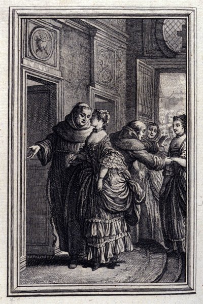 Les Freres de Catalunya - i "" Fortællinger og noveller i vers "" af Jean La Fontaine. 1776. Illustration af P.P. Choffard. af Pierre Philippe Choffard