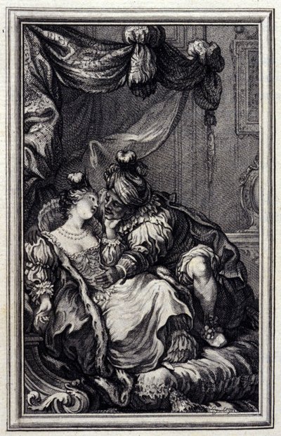 Mona Lisa - i "Fortællinger og noveller på vers" af Jean La Fontaine. 1776. Illustration af P.P. Choffard. af Pierre Philippe Choffard
