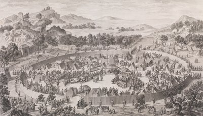 Høvdingen Uš-Turfan og hans bys nederlag, 1774. af Pierre Philippe Choffard