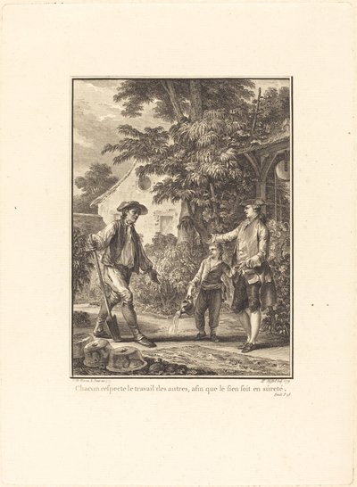 Enhver respekterer andres arbejde, så hans eget er sikkert af Pierre Philippe Choffard after Jean Michel Moreau