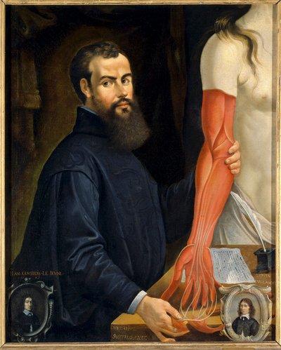 Portræt af Andre Vesale (Andrea Vesalius eller Andries Van Wesel), anatom og læge hos Charles V (1514-1564)"" Maleri af Pierre Poncet (1574-1640) Søn. 0,96 X 0,77 m Orleans Museum of Fine Arts - Portræt af Andrea Vasalius (eller Andries Van Wesel) (157 af Pierre Poncet