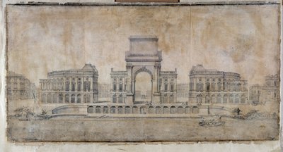 Arkitektur: "Projekt af Place Royale for Marseille, perspektiv ser på byen" 1686 (tegning) af Pierre Puget