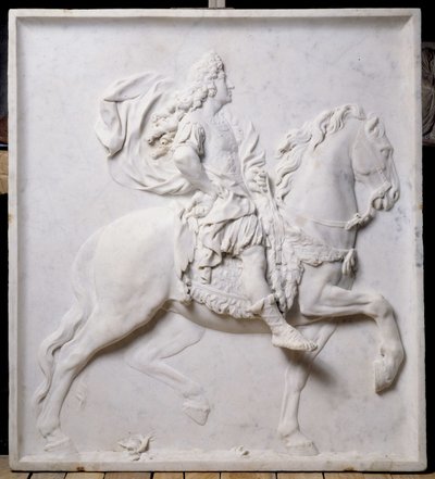 Lavrelief forestillende Ludvig XIV (1638-1715) på hest (skulptur) af Pierre Puget