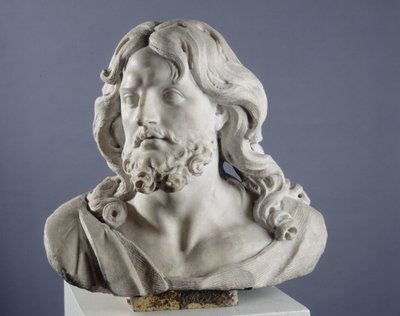 Salvator Mundi. Buste, der repræsenterer Kristus som verdens frelser (marmor) af Pierre Puget