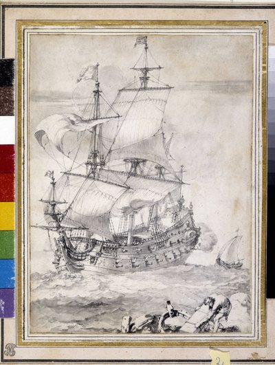 Skib til søs (tegning) af Pierre Puget