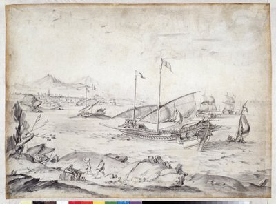 Skibe i havnen i Marseille (tegning) af Pierre Puget