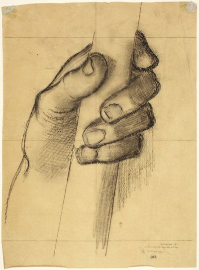 Tegning af en hånd, der holder en stang af Pierre Puvis de Chavannes