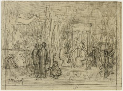 Kompositionsstudie for The Sacred Grove, Beloved of the Arts and the Muses af Pierre Puvis de Chavannes