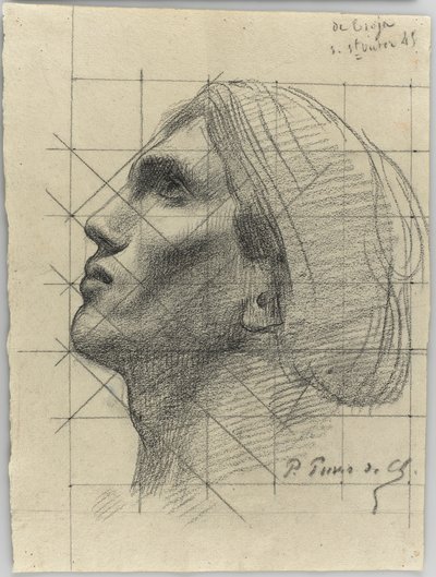 Hoved af en mand i profil af Pierre Puvis de Chavannes