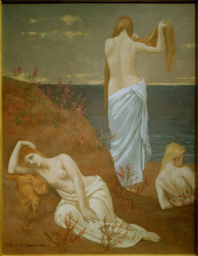 Unge kvinder ved havet af Pierre Puvis de Chavannes