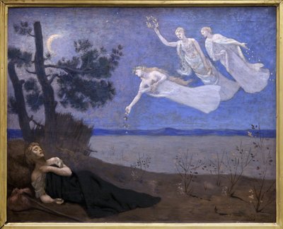 Le Reve (han ser i sin søvn kærlighed, ære og rigdom dukke op for ham) (maleri) af Pierre Puvis de Chavannes