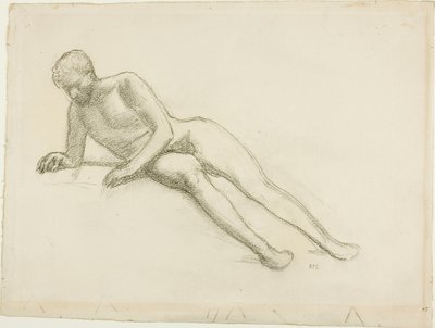 Liggende mandligt nøgenbillede af Pierre Puvis de Chavannes