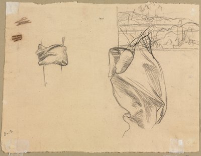Studier af draperi og undersøgelse af et landskab (verso) af Pierre Puvis de Chavannes