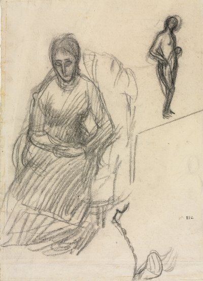 Studie af Madame Marie Cantacuzène; Undersøgelse af stående kvinde nøgen af Pierre Puvis de Chavannes