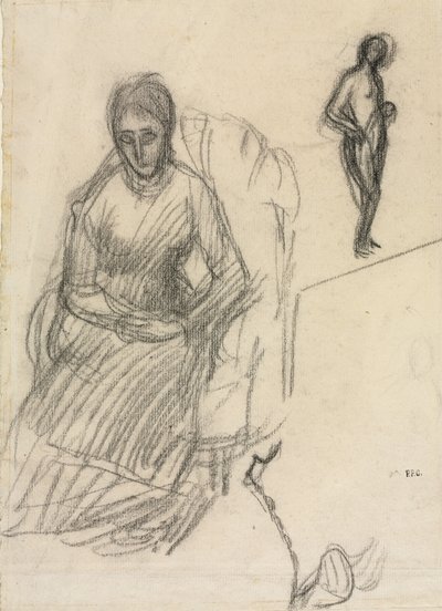 Studie af Madame Marie Cantacuzène, Studie af stående kvinde nøgen, ca. 1883. af Pierre Puvis de Chavannes
