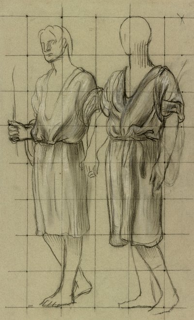Studie af to stående figurer af Pierre Puvis de Chavannes