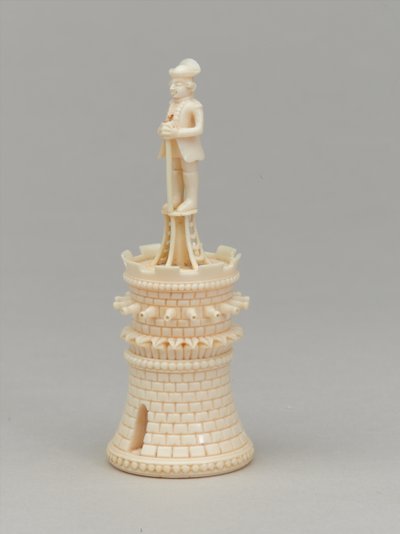 Hvidt tårn, skakbrik, Indien, 1820 ca af Pierre Simon Dequoy