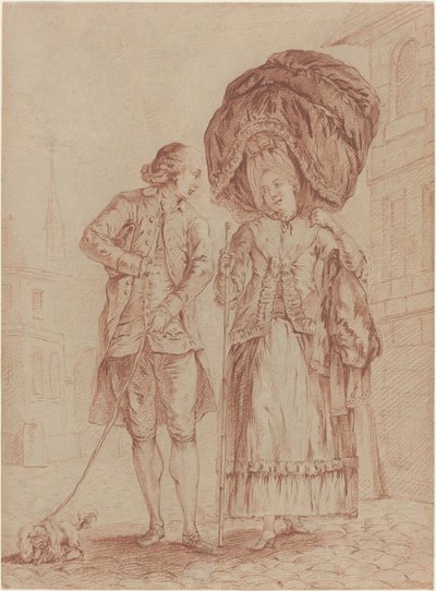 En gejstlig ledsager en dame på hendes morgenvandring af Pierre Thomas Le Clerc