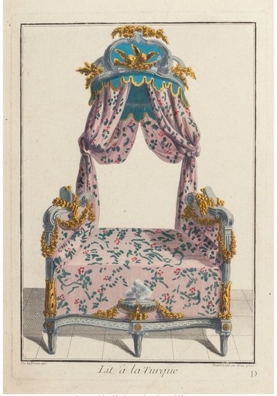 Bed à la Turque, ca 1788. af Pierre de La Mesangere