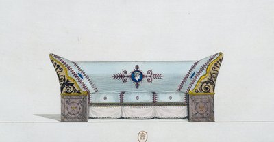 Sofa, plade 106, Illustration fra Collection de Meubles et Objects de Gout (samling af møbler og smagsobjekter) af Pierre de La Mesangere