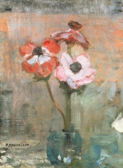 Anemoner i en vase, ca. 1908-09 (olie på lærred) af Piet Mondrian