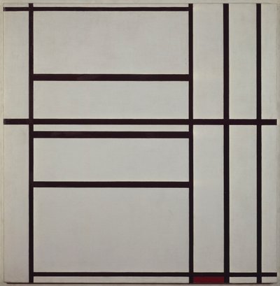 Komposition nr. 1 med grå og rød 1938-1939 (olie på lærred monteret på træstøtte), af Piet Mondrian