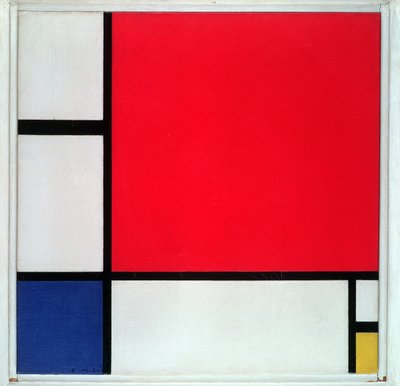 Sammensætning nr. II, i rød, blå og gul af Piet Mondrian